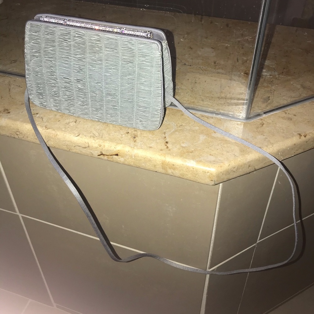 Judith Leiber Satin Light Gray&Swarovski Crystals